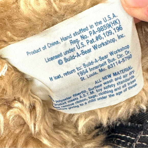 Vintage Build A Bear Brown Rabbit Furry Plush Stuffed Animal w/ Jeans Chain 19” - Picture 8 of 9